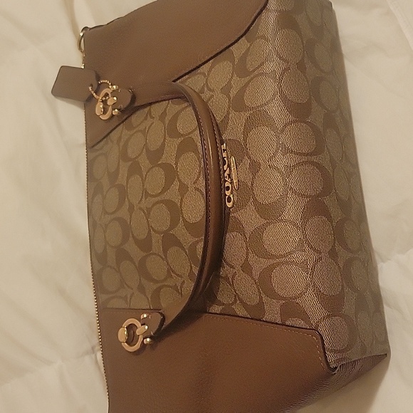NWOT Coach Signature Kacey Satchel Crossbody Canvas and Brown Leather - Picture 9 of 12